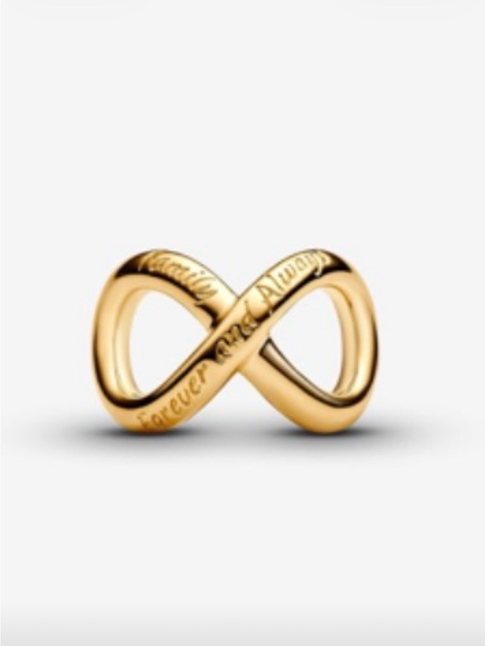 Pandora Infinity Charm 14k Gold-Plated Family Forever & Always Engraved
